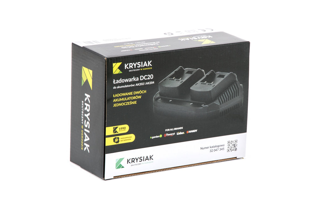 ŁADOWARKA DO AKUMULATORA 20V 2Ah i 4Ah PODWÓJNA KRYSIAK DC20 FOR ALL BRANDS 4garden Faworyt Pro Lider Handy