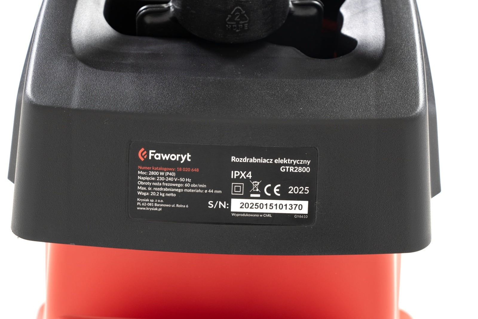 ROZDRABNIACZ ELEKTR. 2800W z pojemnikiem FAWORYT GTR2800 frez